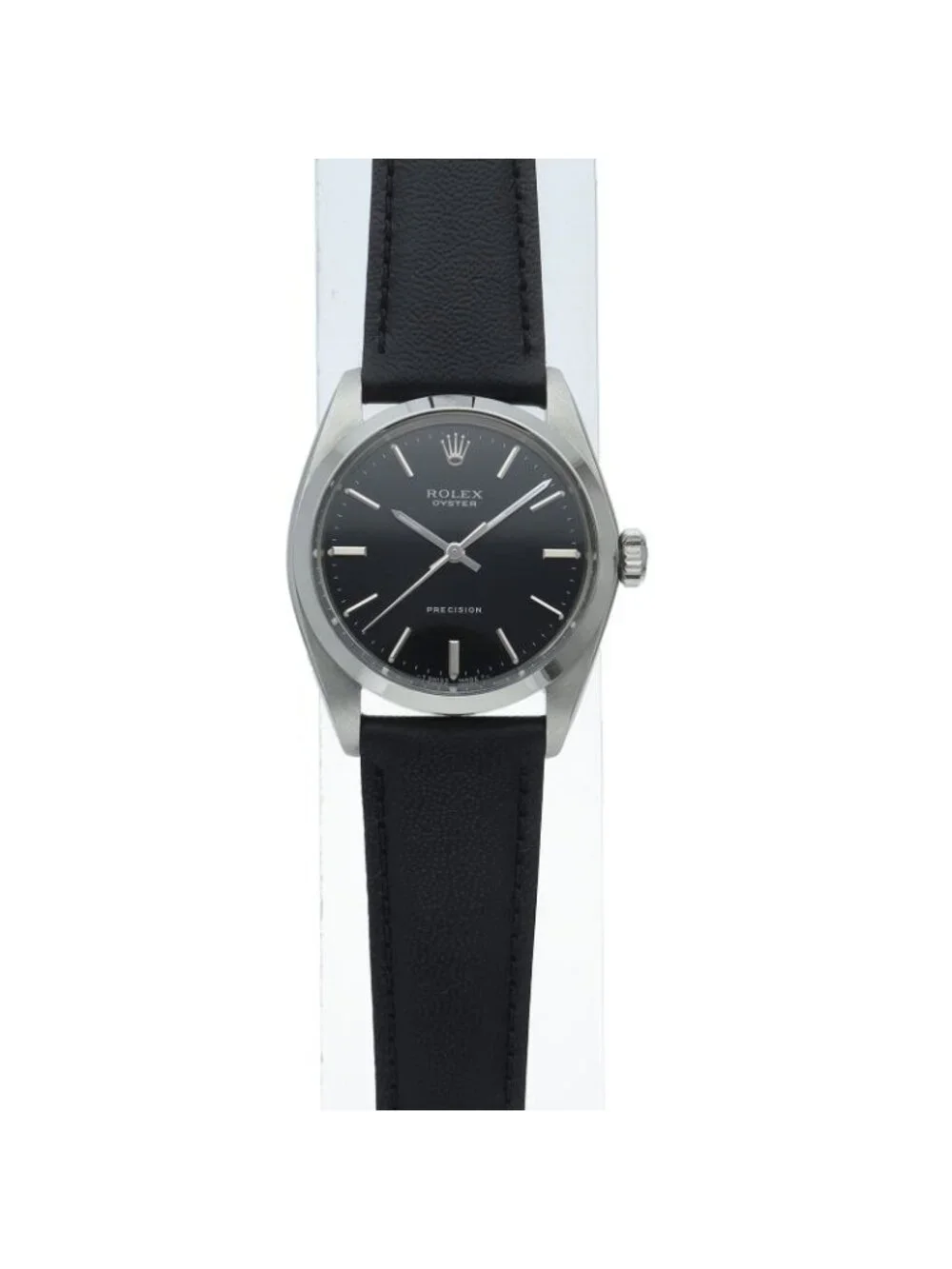 Rolex Oyster Precision Watch Manual Wind Antique SS Leather Black